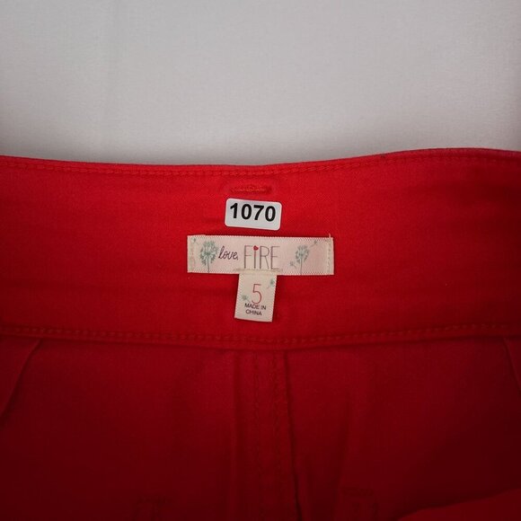 Love Fire Skinny Red Denim Jeans Double Button Stretch Womens Junior 5 - Picture 8 of 13